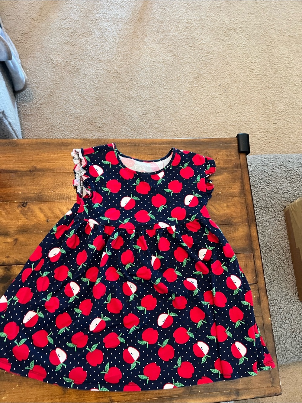 The Children's Place Navy Dress with Red Apple Print